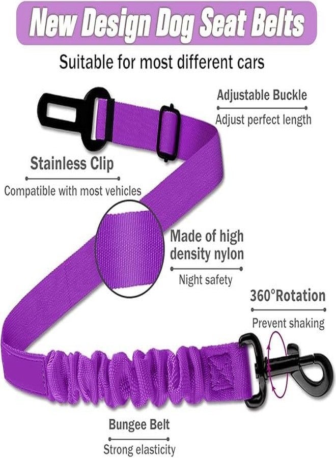 PETANGEL Dog Car Seat Belt, Retractable Dog Car Harness Adjustable Dog Seat Belt for Vehicle Nylon Pet Safety Seat Belts Heavy Duty & Elastic (Purple) - Image 2